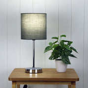ZOLA TABLE LAMP GREY - Chrome Base with Grey Shade