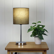 ZOLA TABLE LAMP TAUPE - Chrome Basewith Taupe Shade
