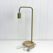 LANE BRASS - Scandi Table Lamp Brushed Brass with Timber