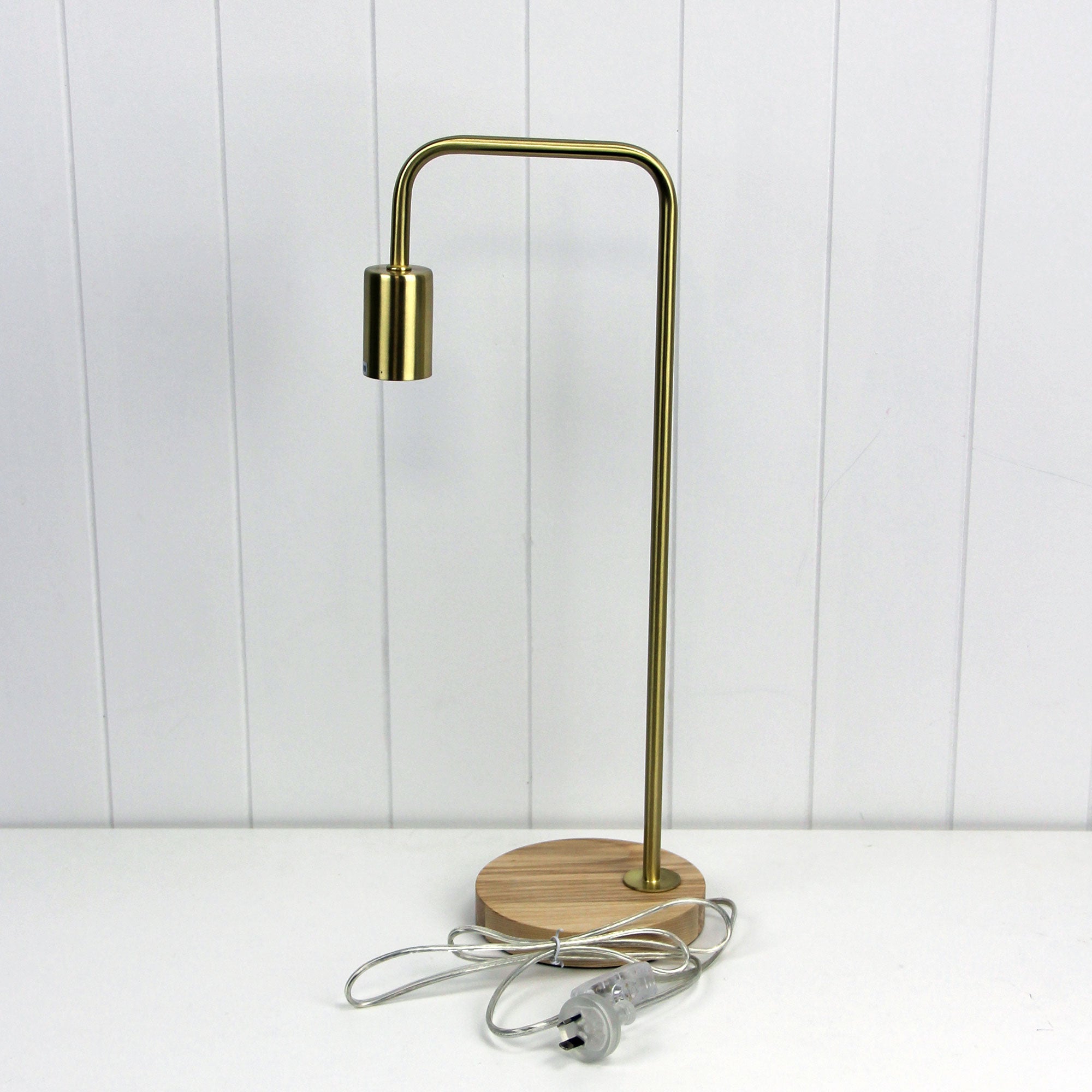 LANE BRASS - Scandi Table Lamp Brushed Brass with Timber