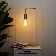 LANE BRASS - Scandi Table Lamp Brushed Brass with Timber