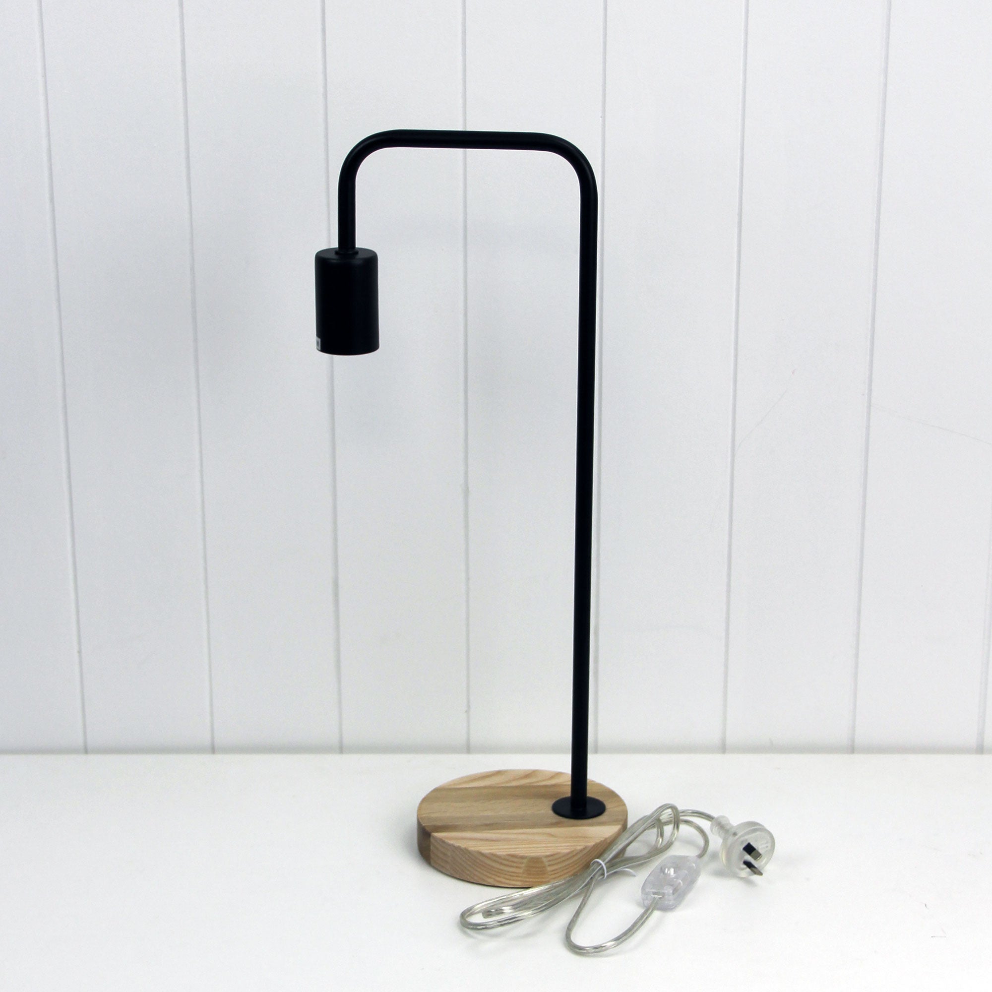LANE BLACK - Scandi Table Lamp Black with Timber