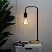 LANE BLACK - Scandi Table Lamp Black with Timber