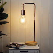 LANE COPPER - Scandi Table Lamp Copper with Timber