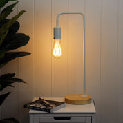 LANE WHITE - Scandi Table Lamp White with Timber