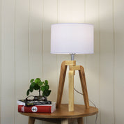LUND TABLE LAMP - Scandi Inspired Timber Tripod Lamp with Shade