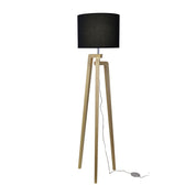LUND COMPLETE FLOOR LAMP BLACK - Scandi Timber Tripod Floor Lamp