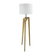 LUND COMPLETE FLOOR LAMP WHITE - Scandi Timber Tripod Floor Lamp