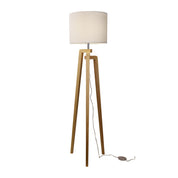 LUND COMPLETE FLOOR LAMP WHITE - Scandi Timber Tripod Floor Lamp