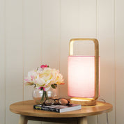 LUCIA PINK - Natural Timber and Pink Cotton Lamp
