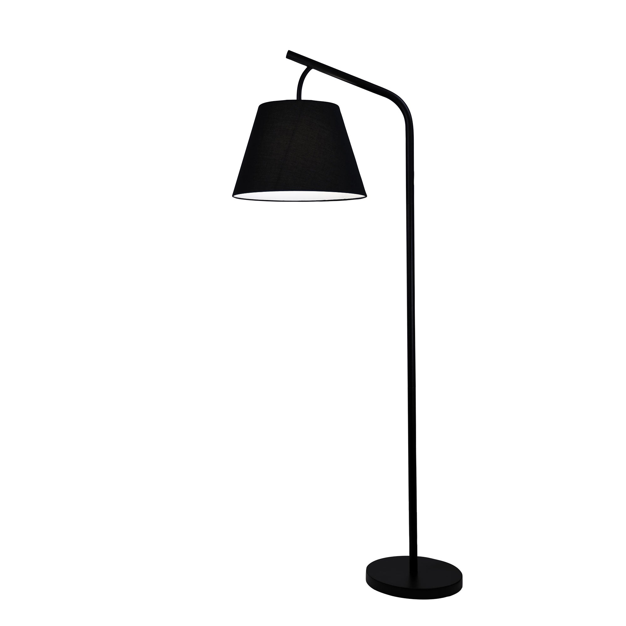 PADSTOW - Black Metal Floor Lamp with Black Cotton Shade