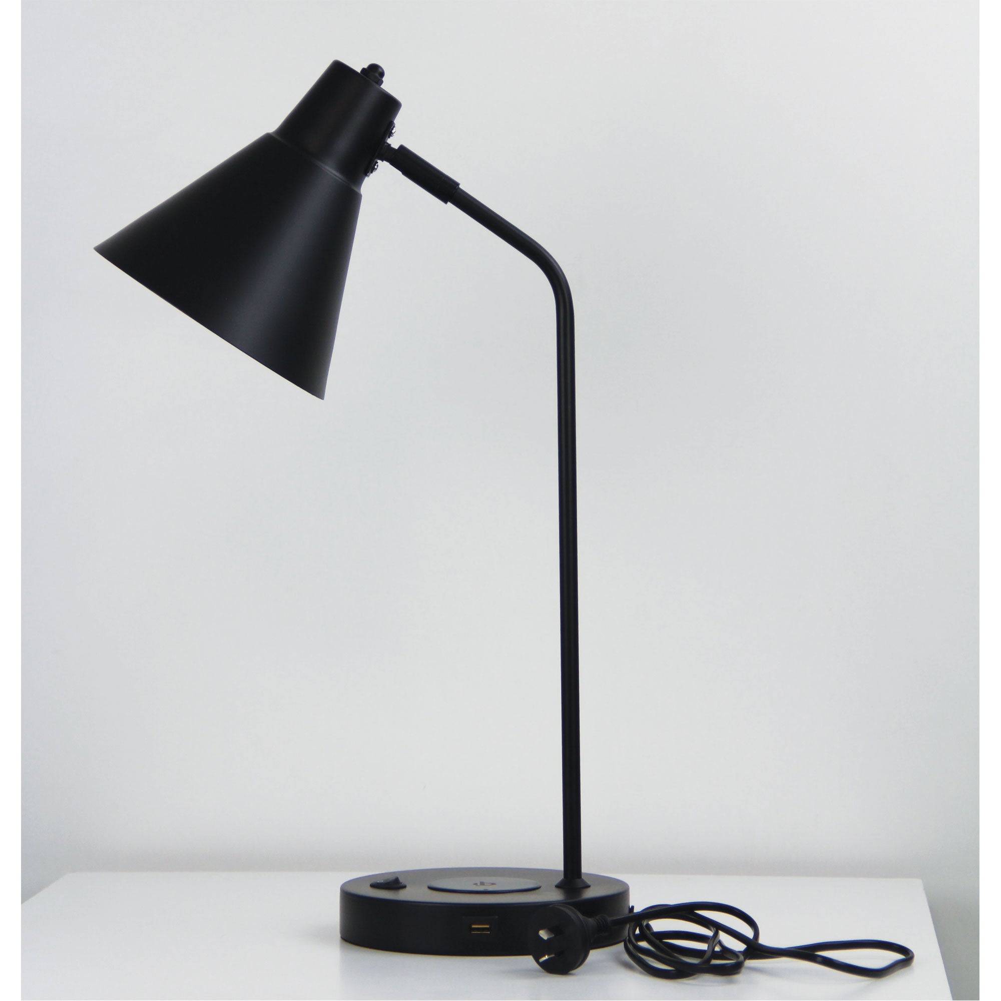 TARGA BLACK - Black Desk Lamp with USB and wireless charging