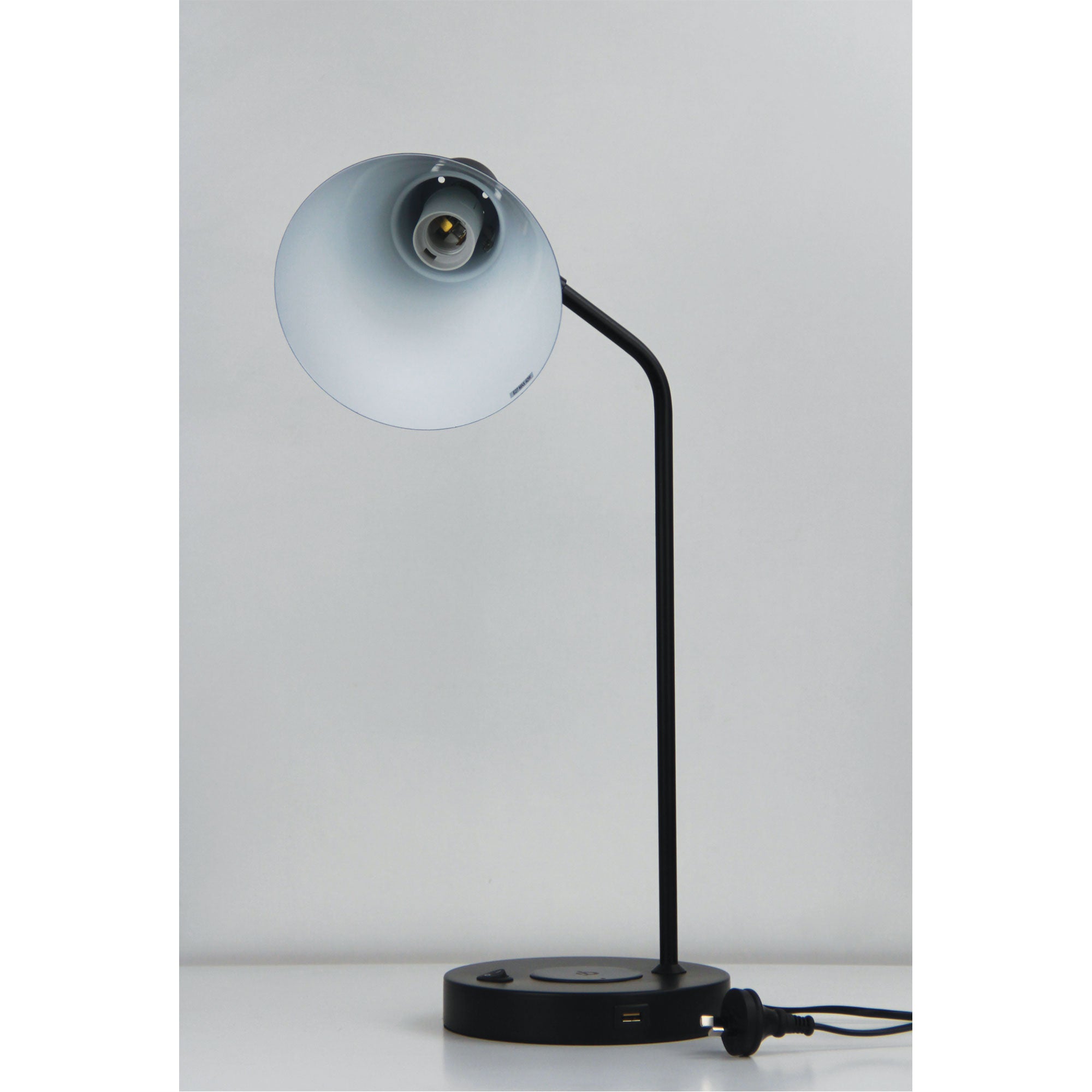 TARGA BLACK - Black Desk Lamp with USB and wireless charging