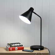 TARGA BLACK - Black Desk Lamp with USB and wireless charging