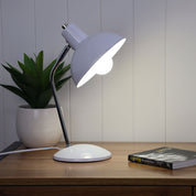 THEA WHITE - White and Chrome Desk Lamp
