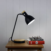 BENNY BLACK - Task Lamp with Wood Accents