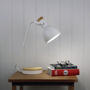 BENNY WHITE - Task Lamp with Wood Accents