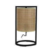 MANDALAY - Black Table Lamp with Rattan Shade