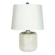 BIKKI WHITE - Embossed Ceramic Lamp with Harp Shade