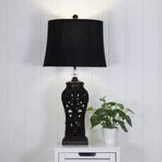 DORNE BLACK - Classic Antique Cut Lamp with Harp Shade