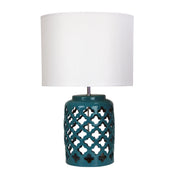 CASBAH TEAL - Moorish Cut Ceramic Table Lamp