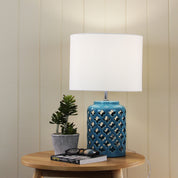 CASBAH TEAL - Moorish Cut Ceramic Table Lamp