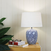 PIPPI - Ivory and Blue Ceramic Table Lamp