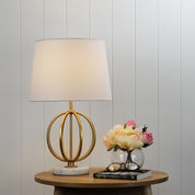 LOXTON - Gold painted metal/ marble table lamp