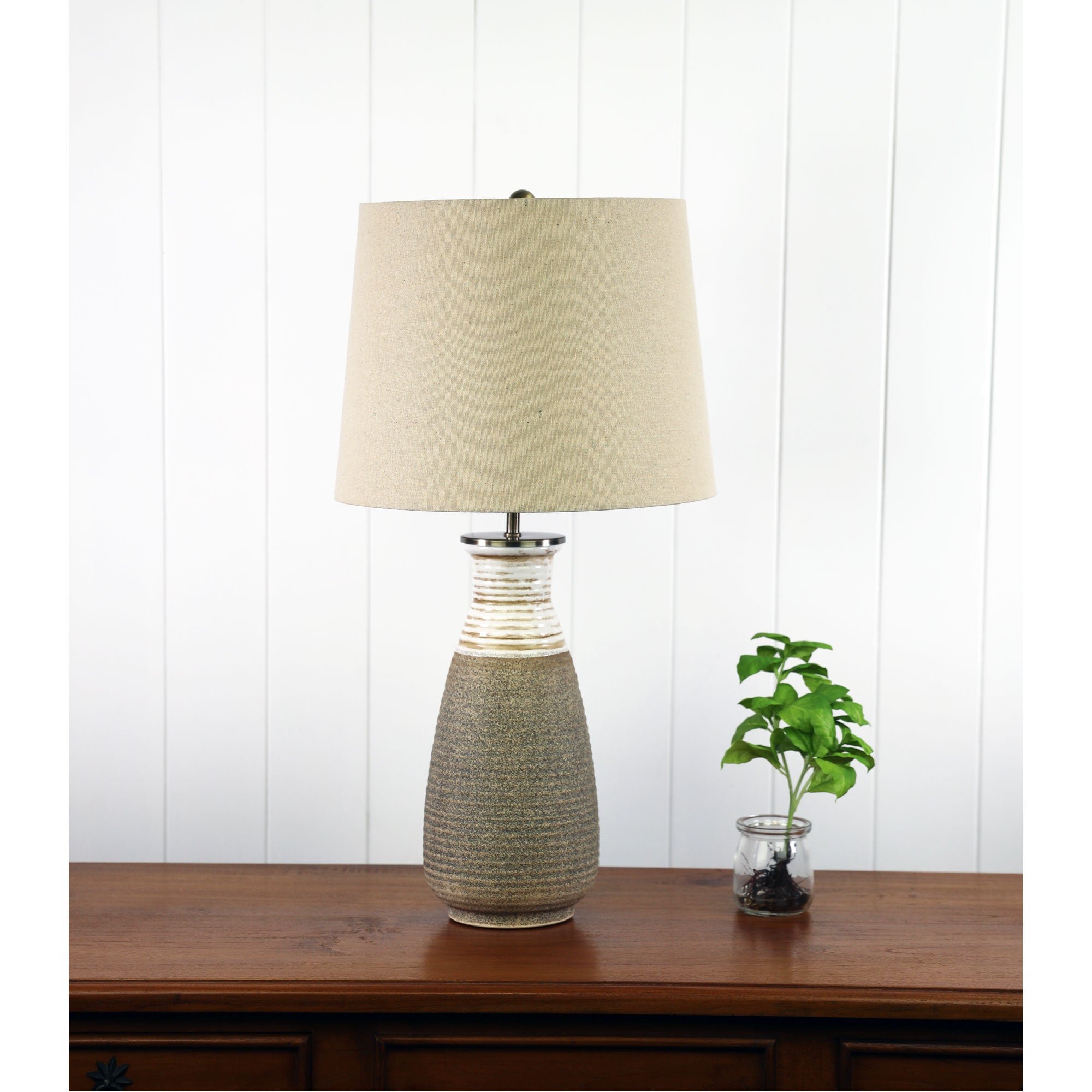 POTTON - Natural Textured Lamp with Harp Shade
