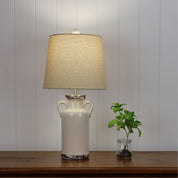 WHITBY - Distressed Ceramic Lamp with Harp Shade