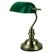 BANKERS SWITCHED ANTIQUE BRASS - Antique Brass with Green Glass Shade