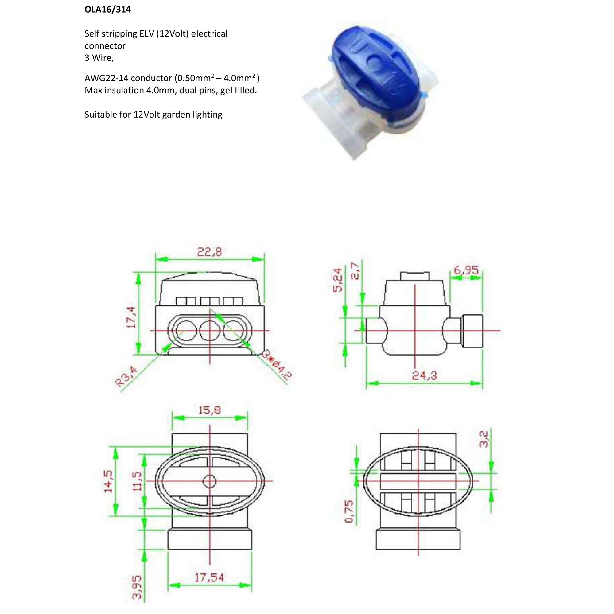 GEL CONNECTOR - Twin pack 12V GEL Connectors for garden lights