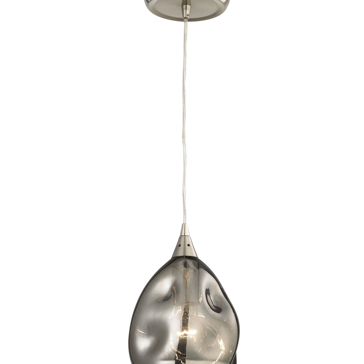 ORDITO: Abstract Chrome With Glass Ellipse Pendant Lights