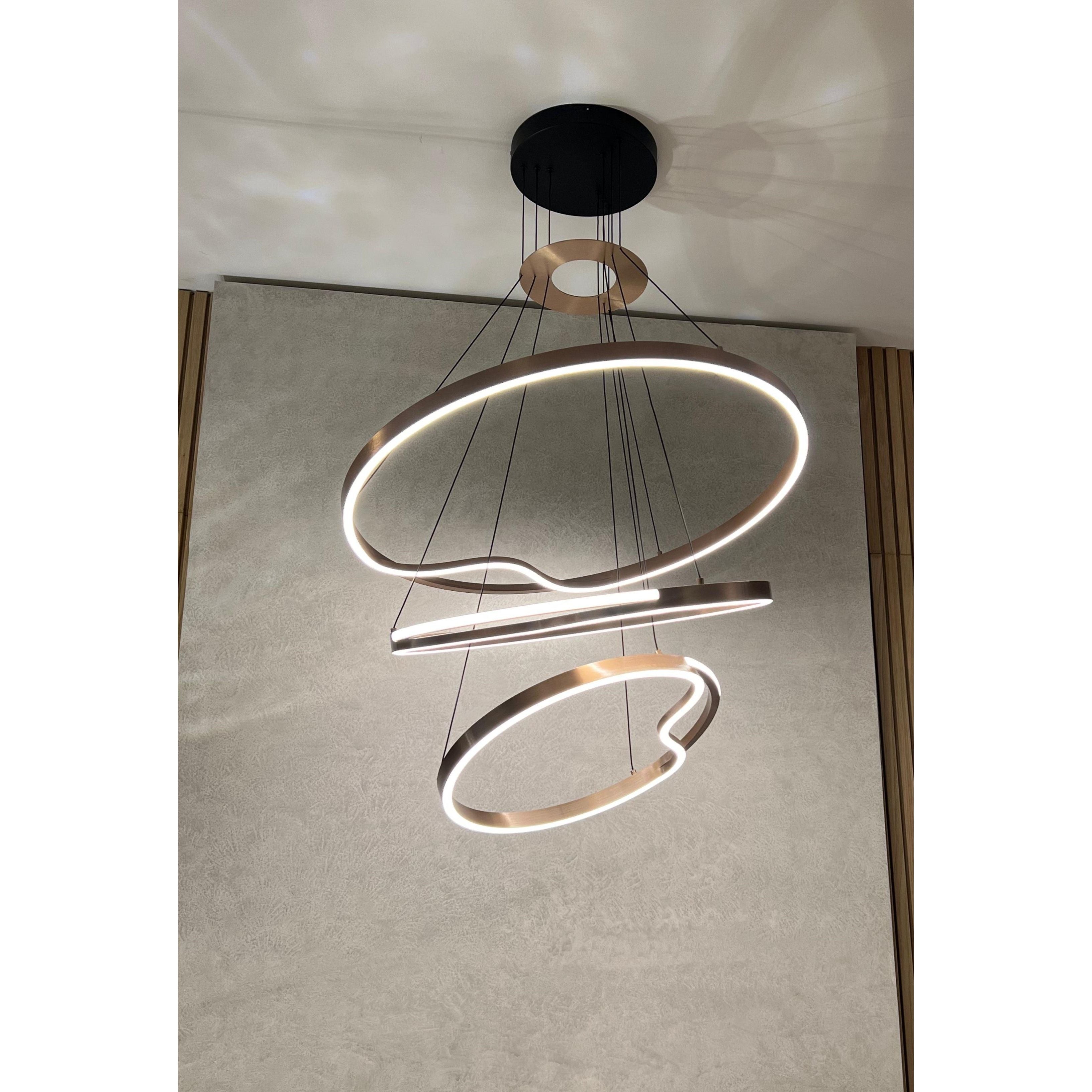 Ostrom 92W Coffee Gold 3 Tier Ring LED Pendant