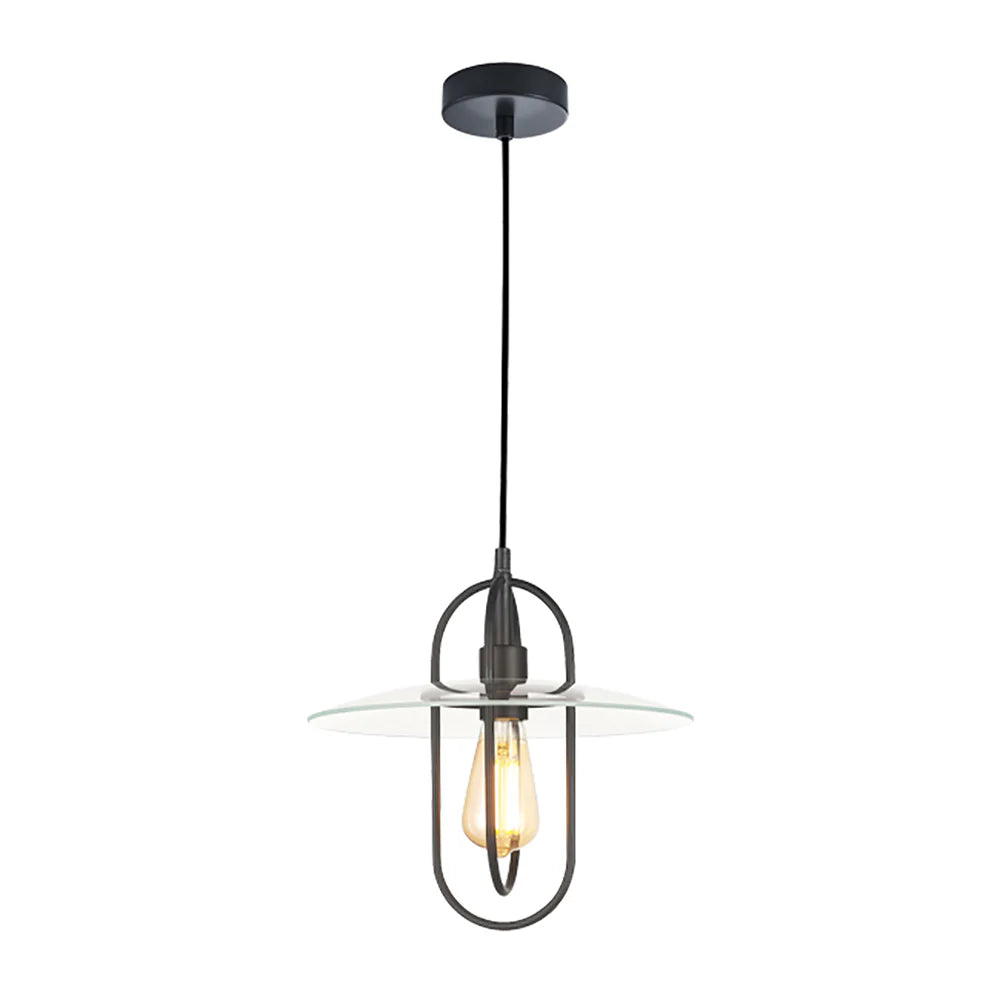 PAPILLON Interior 1 Light Black Pendant With Clear Coolie Glass