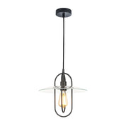 PAPILLON Interior 1 Light Black Pendant With Clear Coolie Glass