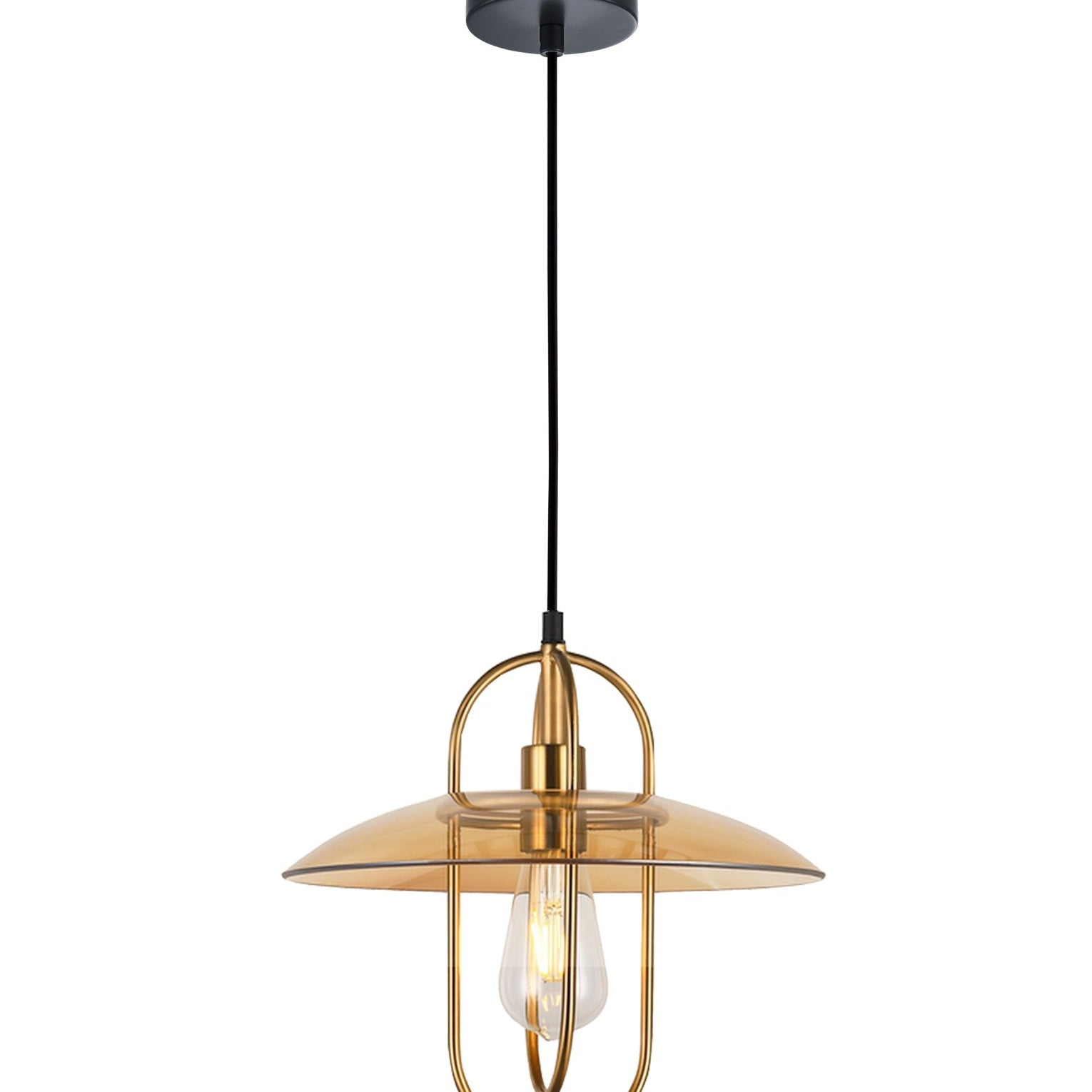 PAPILLON: Interior Oblong Iron with Glass Coolie Pendant Lights