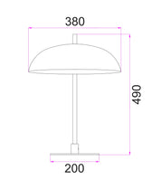 PARAGUAS: Interior Black Dome Shade with Brass Rod Table Lamp