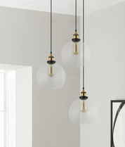 PESINI: Interior Wine Glass with Antique Brass/ Chrome Highlight Pendant Lights
