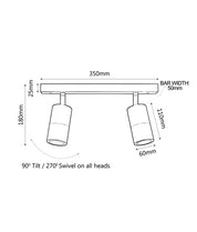 GU10 Exterior Adjustable Head Bar Lights (Black) IP44