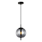 PINO: Interior Opal Matte / Smokey Black Mirror Finish Glass Round Pendant Lights