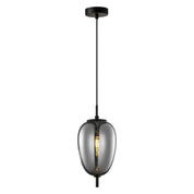 PINO: Interior Opal Matte / Smokey Black Mirror Finish Glass Oval Pendant Lights