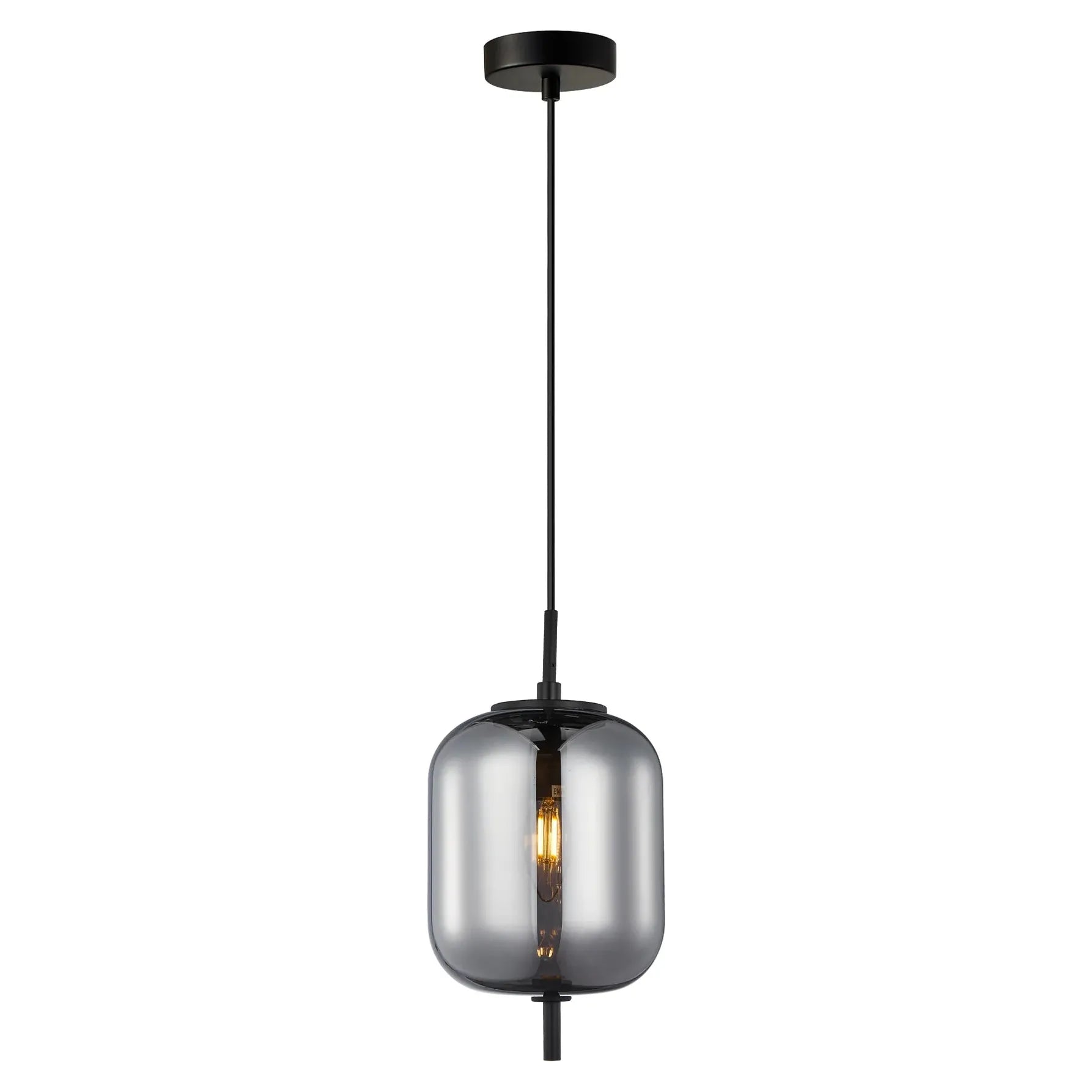  Smokey Black Mirror Finish Jar Pendant Lights