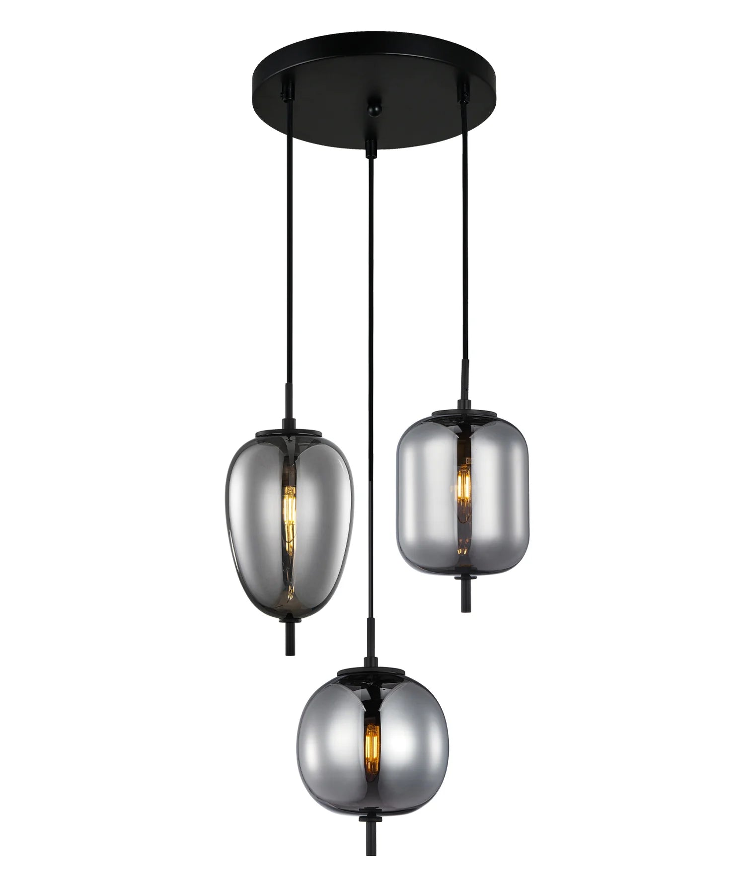 PINO: Interior Opal Matte / Smokey Black Mirror Finish multiple Pendant Lights