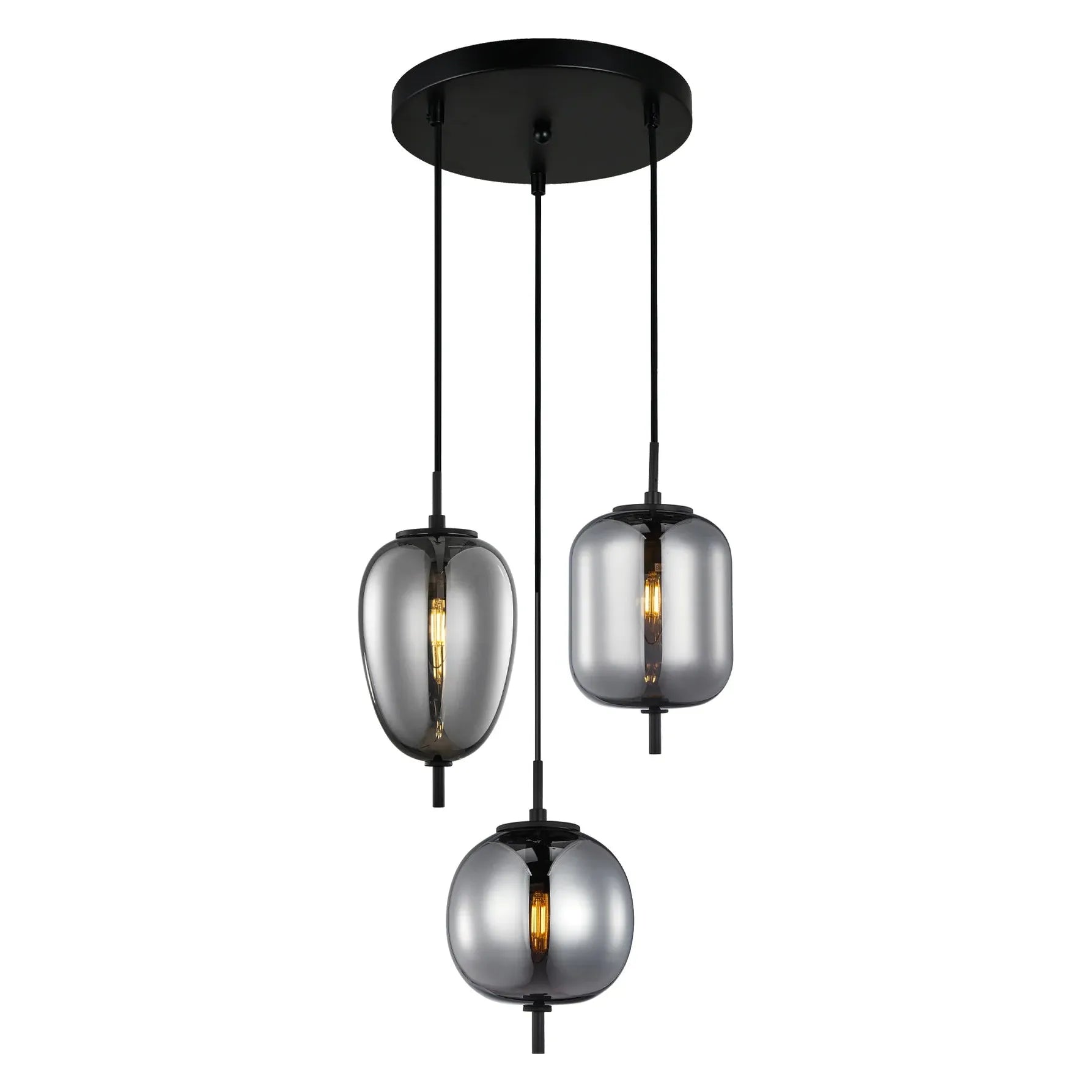 PINO: Interior Opal Matte / Smokey Black Mirror Finish multiple Pendant Lights