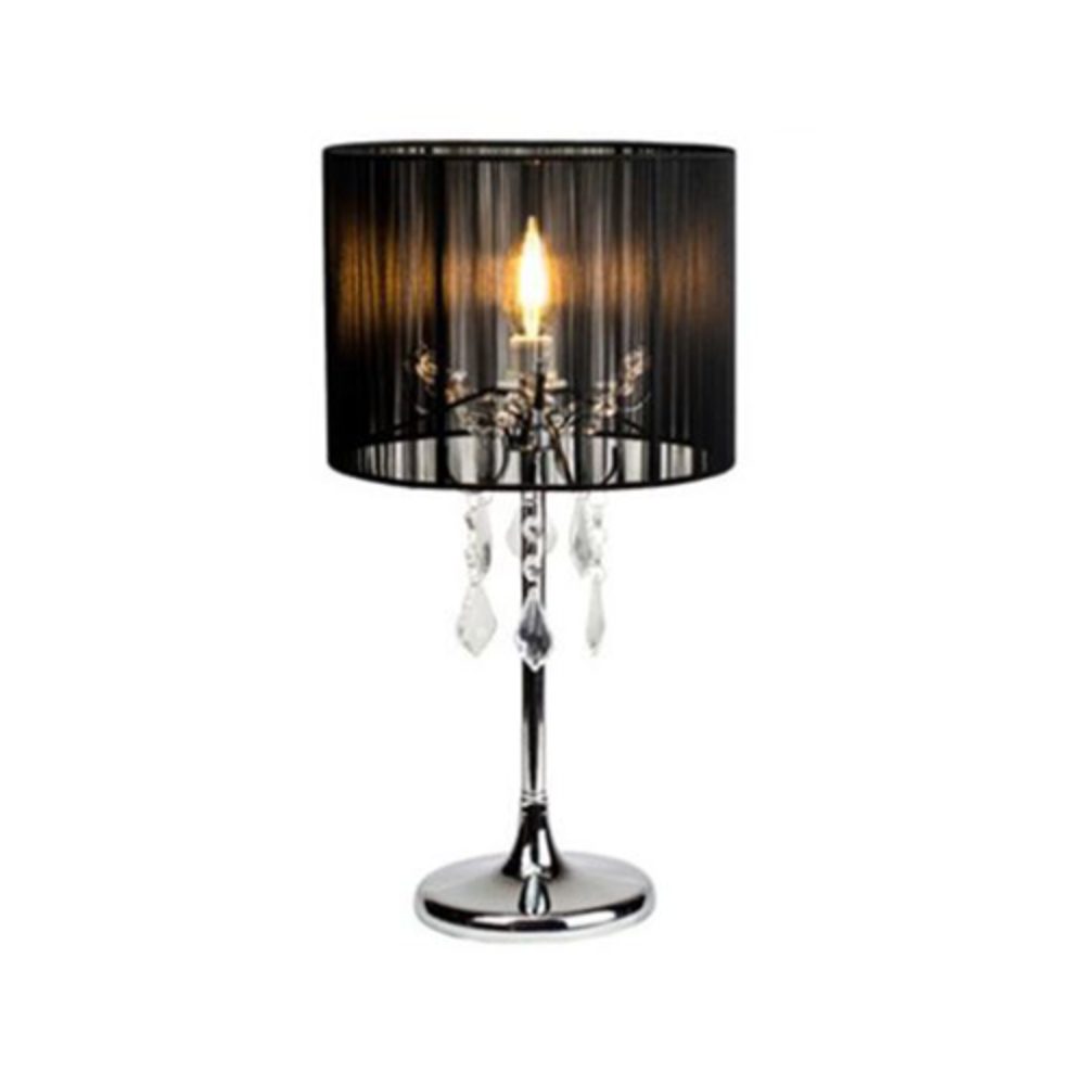 Pairs Crystal Table Lamp with Black String Shade