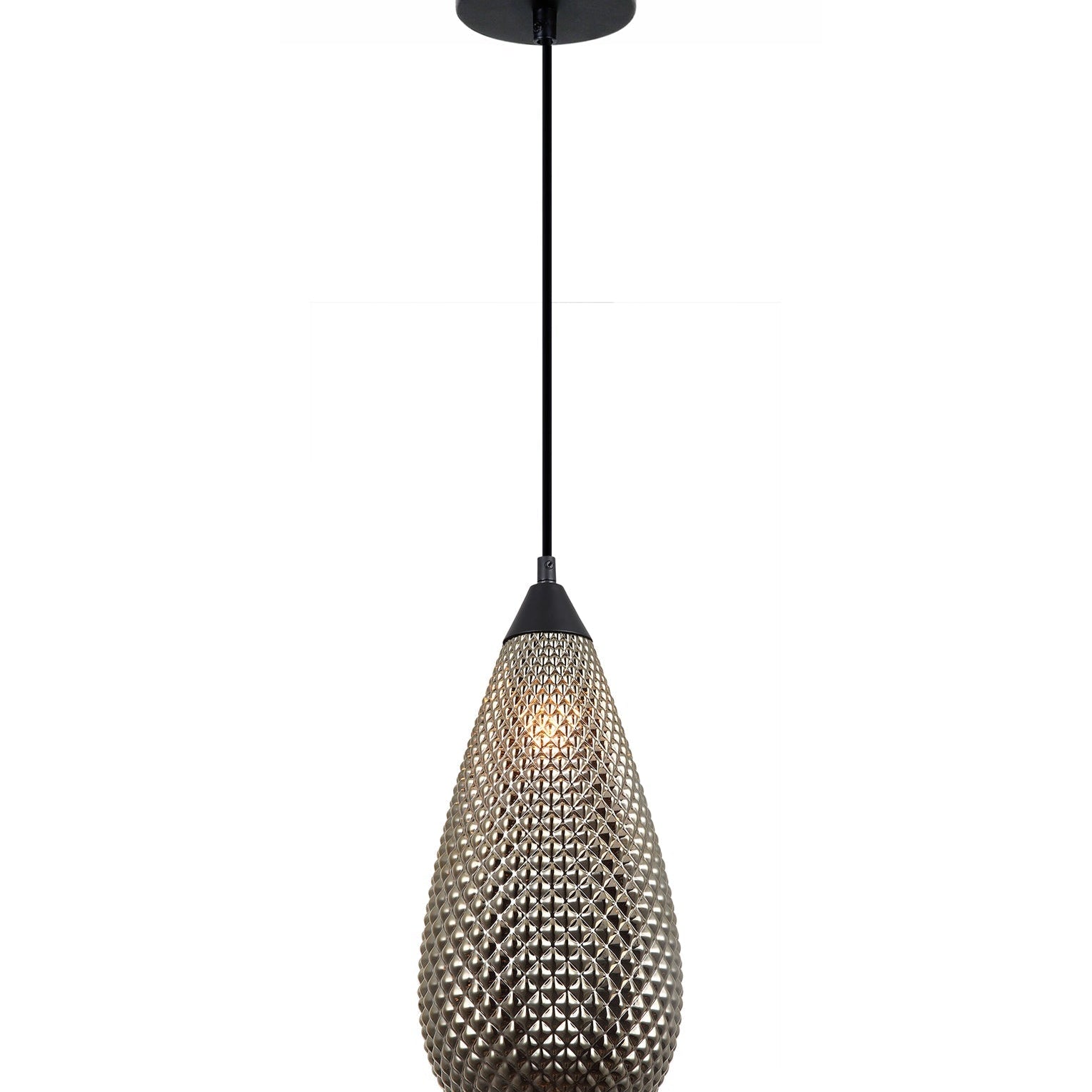 RICTUS: Bohemian Glass with Quadrilateral Segments Tear Drop Shape Pendant Lights