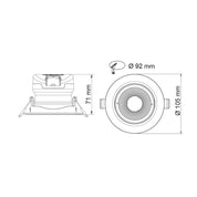 Coolum Recessed LED Downlight 9W Black Aluminium 3 CCT