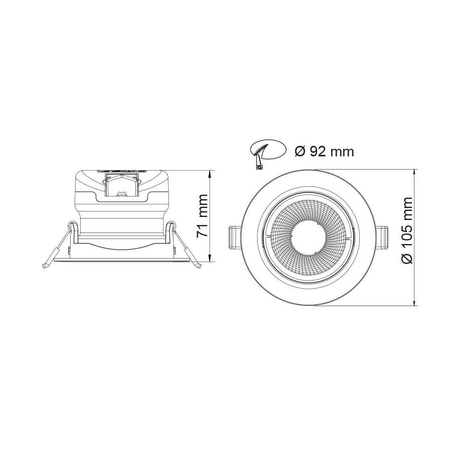 Coolum Recessed LED Downlight 9W White Aluminium 3 CCT