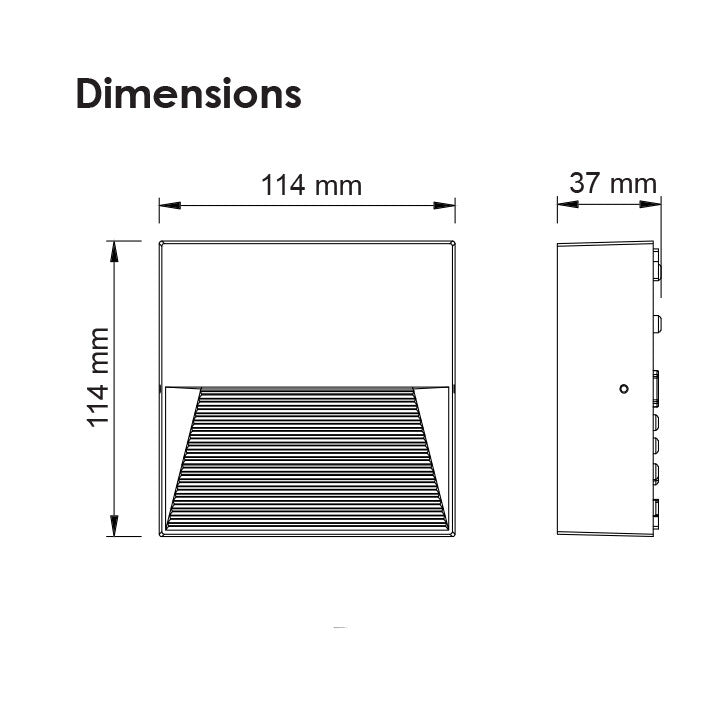 ALTONA Square LED Outdoor Step Light 5W Matt Black Aluminium 5000K